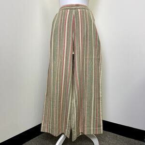 Coldwater Creek Striped Linen Blend Wide Leg Pants M Festive Boho